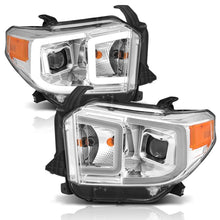 Load image into Gallery viewer, ANZO 14-17 Toyota Tundra Plank Style Projector Headlights Chrome w/ Amber