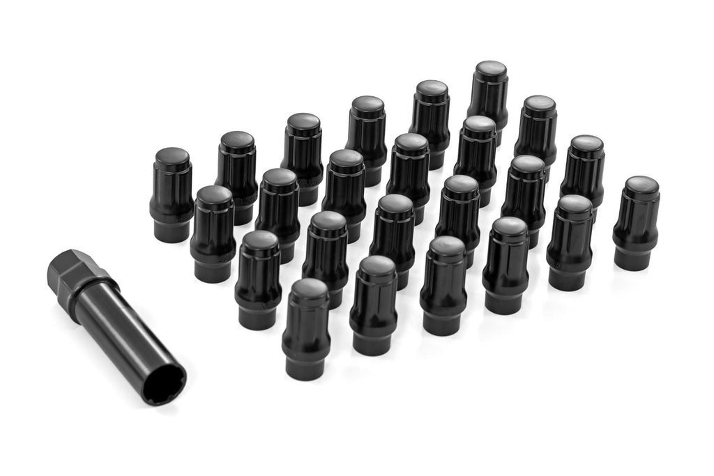 M12 x 1.5 Lug Nut Set of 24 Black Closed End Extended Thread Rough Country