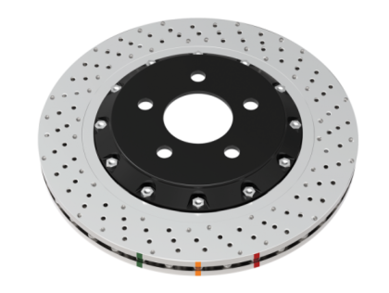 DBA 2022+ Volkswagen Golf R Mk8 Serie 5000 Rotor de freno delantero de 2 piezas con perforación cruzada y hoyuelos