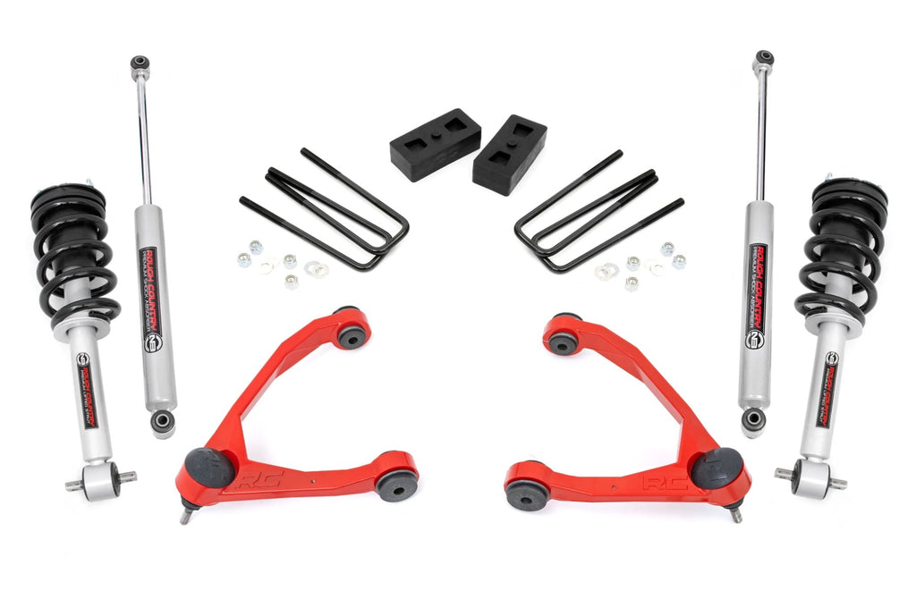 3.5 Inch Lift Kit Cast Steel N3 Strut Red Silverado/Sierra 1500 (14-16) Rough Country