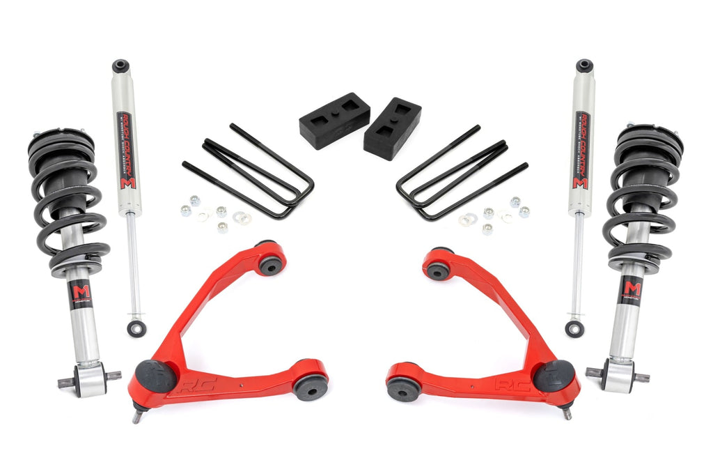 3.5 Inch Lift Kit Cast Steel M1 Strut - Red Silverado/Sierra 1500 (14-16) Rough Country