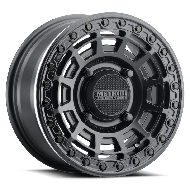 Method MR415 Beadlock 15x7 / 5+2/38 mm Offset / 4x136 / 106 mm CB Rueda negra mate - Anillo negro brillante