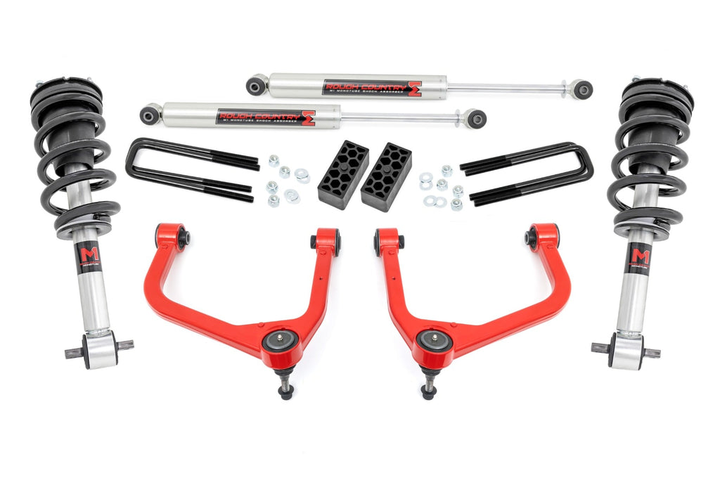 3.5 Inch Lift Kit M1 Struts/M1 Red Chevy Silverado 1500 2WD/4WD (2019-2024) Rough Country