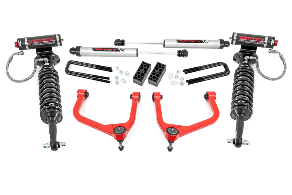 3.5 Inch Lift Kit Vertex/V2 Red Chevy Silverado 1500 2WD/4WD (2019-2024) Rough Country