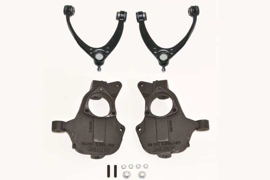 McGaughy's 2 Inch Drop Spindles 2014-2018 Silverado/Sierra 1500/ 2014-2020 Tahoe/Yukon 4WD with Stamped Steel/Alum Control Arms