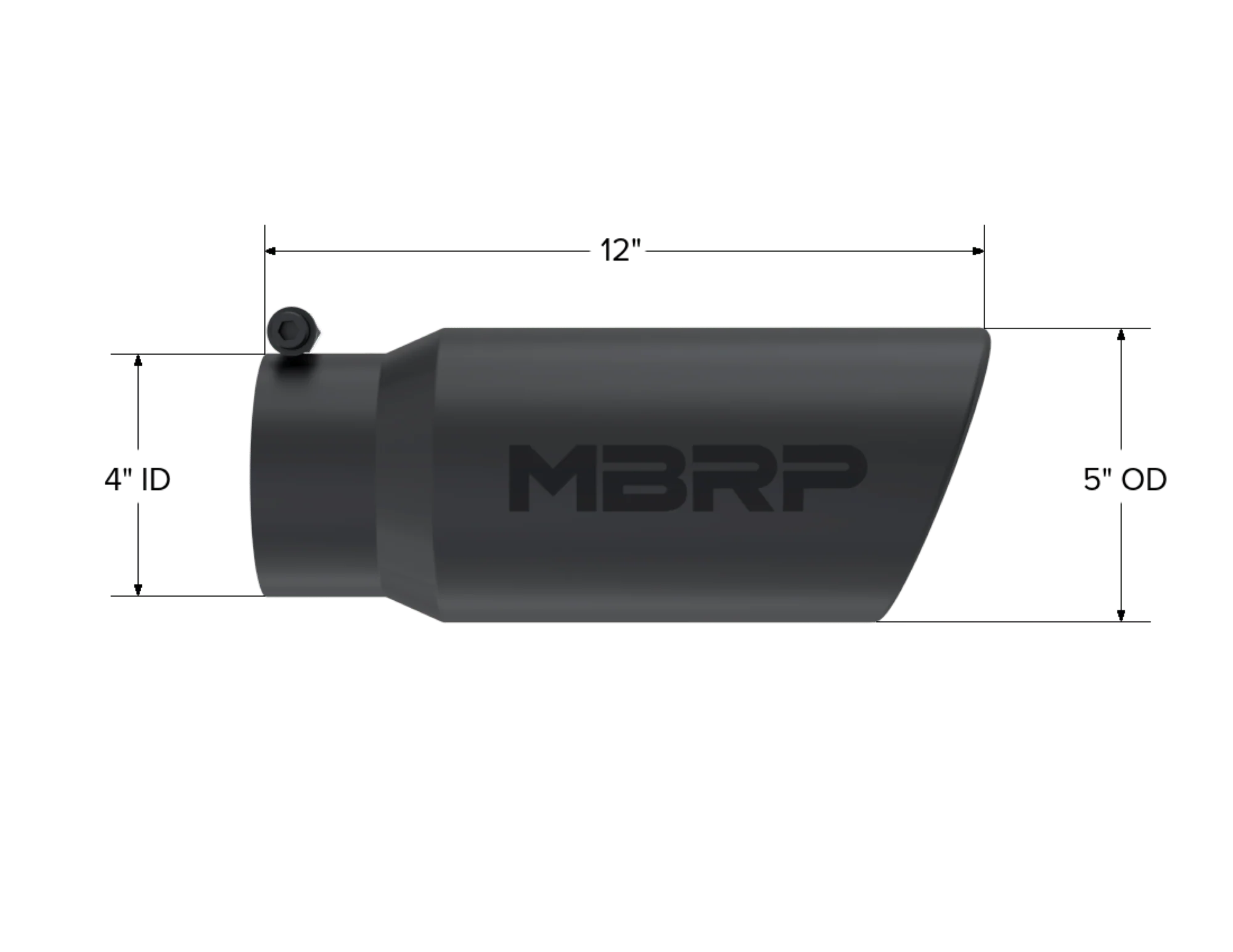 MBRP 4-Inch Inlet, Black-Coated T304 Stainless Steel, Single Wall, Rolled Angle Cut, 5-Inch Outlet Tip, T5051BLK