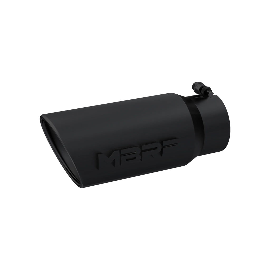 MBRP 4-Inch Inlet, Black-Coated T304 Stainless Steel, Single Wall, Rolled Angle Cut, 5-Inch Outlet Tip, T5051BLK