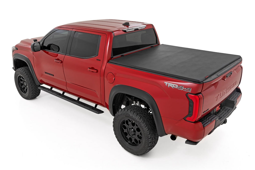 Soft Tri-Fold Bed Cover 5 Foot 7 Inch Bed with and w/o OE Rail Toyota Tundra (22-26) Rough Country