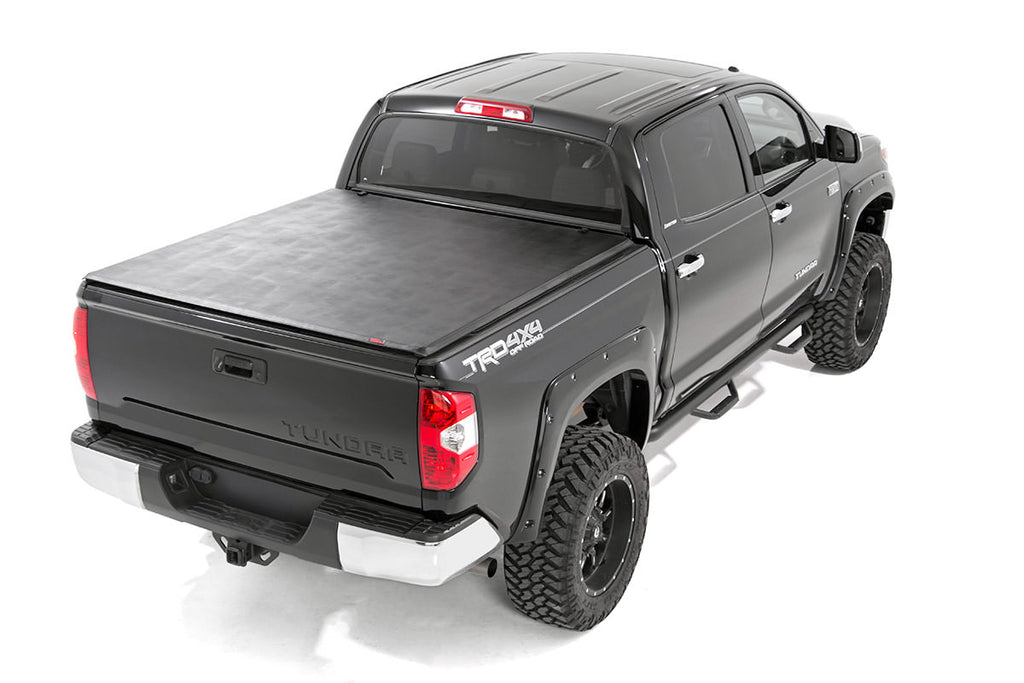 Soft Tri-Fold Bed Cover With & W/O OE Rails 6 Foot 7 Inch Bed Toyota Tundra (07-21) Rough Country