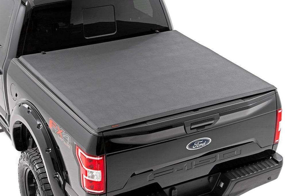 Soft Tri-Fold Bed Cover 5 Foot 7 Inch Bed Ford F-150 (21-26)/F-150 Lightning (22-26) Rough Country