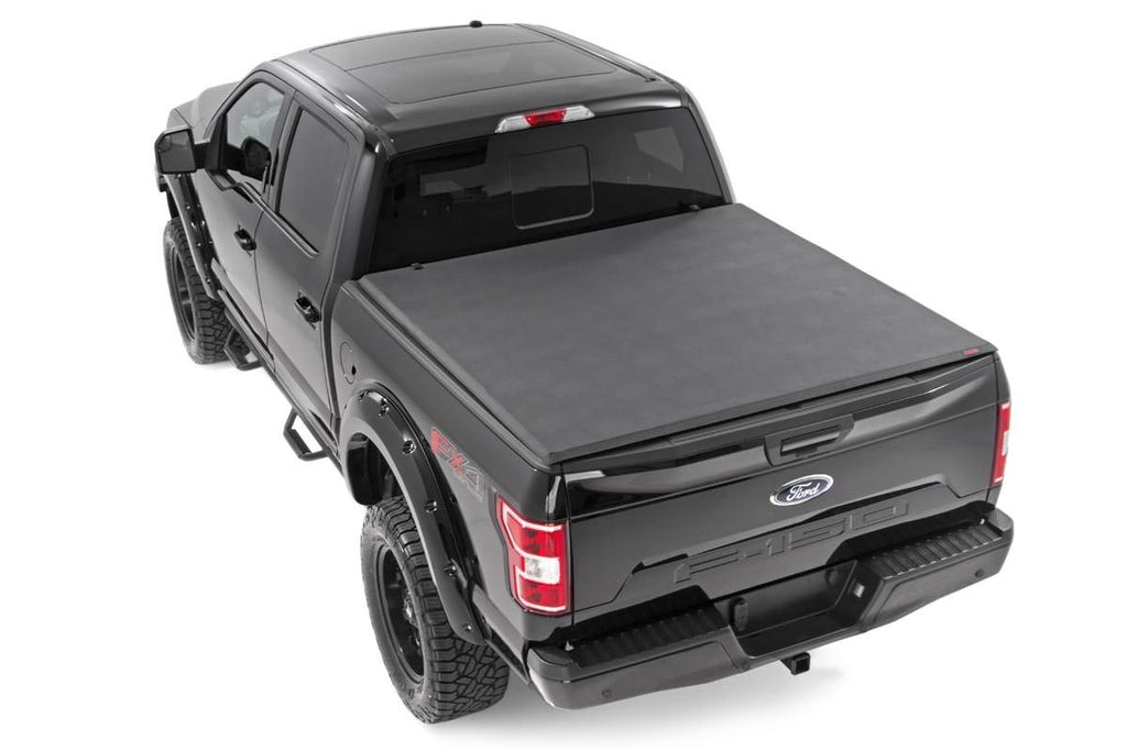 Soft Tri-Fold Bed Cover 5 Foot 7 Inch Bed Ford F-150 (21-26)/F-150 Lightning (22-26) Rough Country
