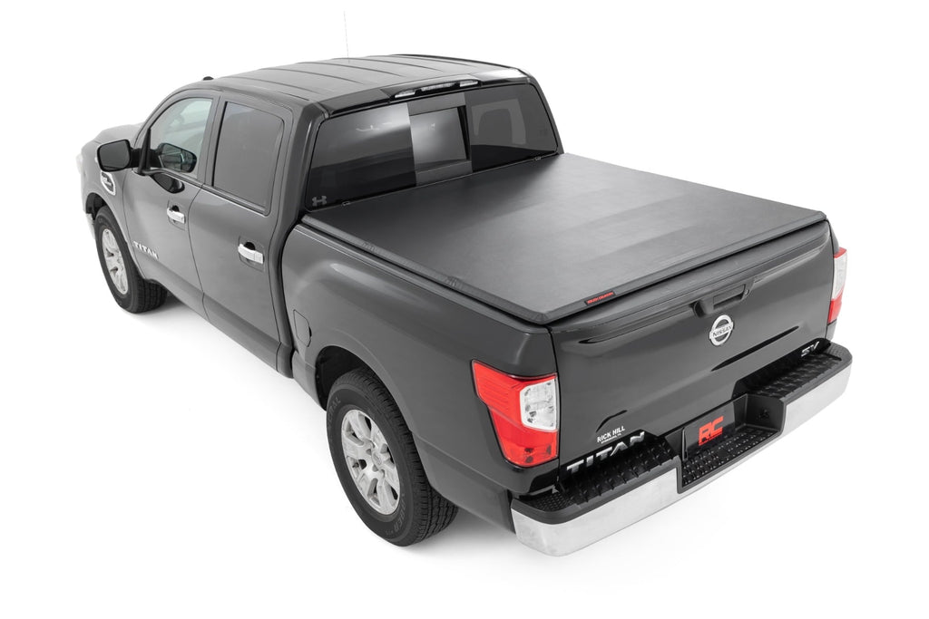 Soft Tri-Fold Bed Cover 5 Foot 7 Inch Bed Nissan Titan 2WD/4WD (2017-2024) Rough Country