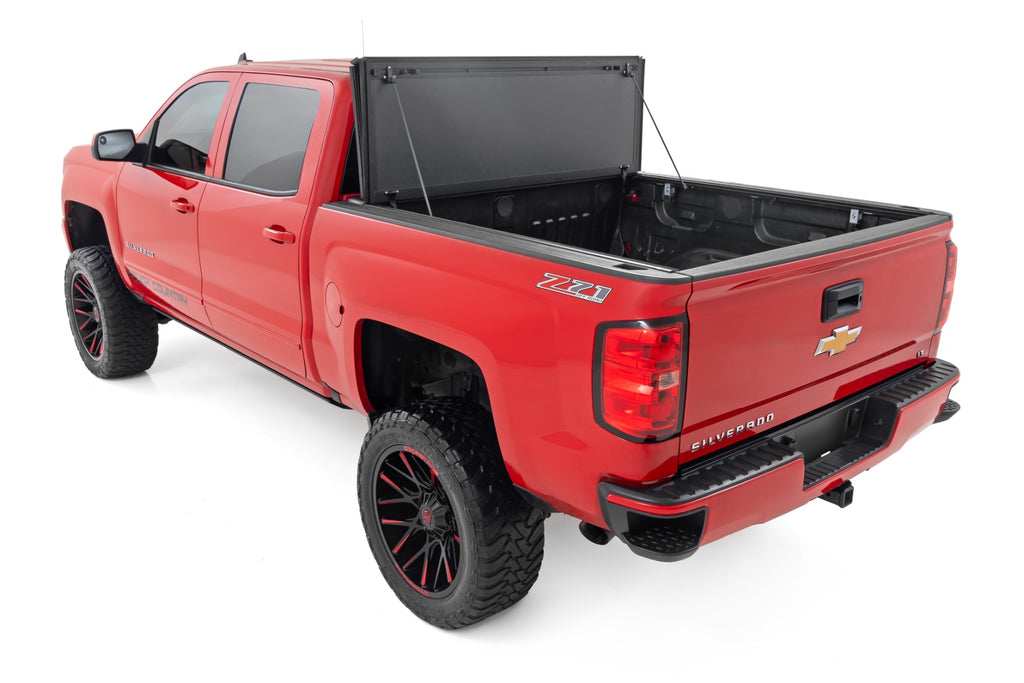 Hard Tri-Fold Flip Up Bed Cover 5 Foot 9 Inch Bed Silverado/Sierra 1500 (14-18 & Classic) Rough Country