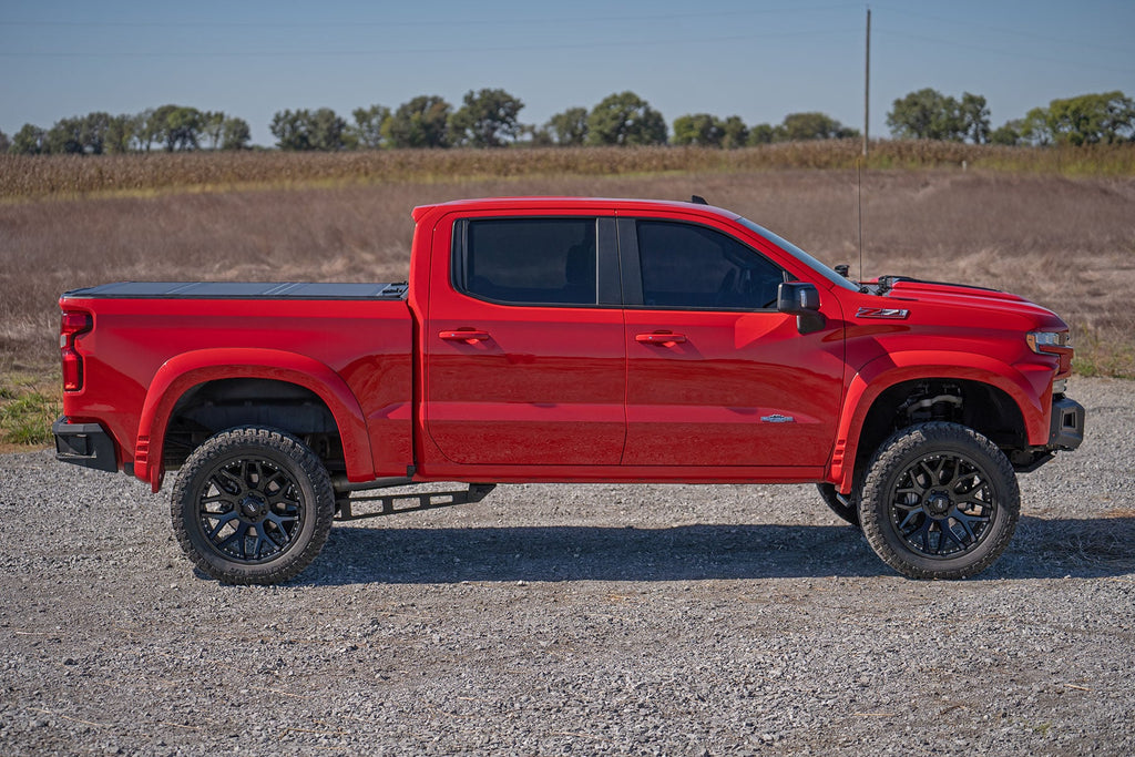 Hard Tri-Fold Flip Up Bed Cover 5 Foot 10 Inch Bed Chevy/GMC Sierra 1500 (19-26)/Silverado 1500 (19-26) Rough Country