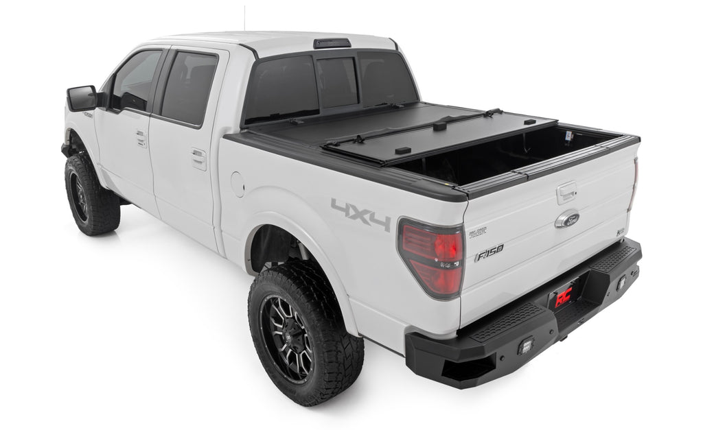 Hard Tri-Fold Flip Up Bed Cover 6 Foot 7 Inch Bed Ford F-150 2WD/4WD (2004-2014) Rough Country