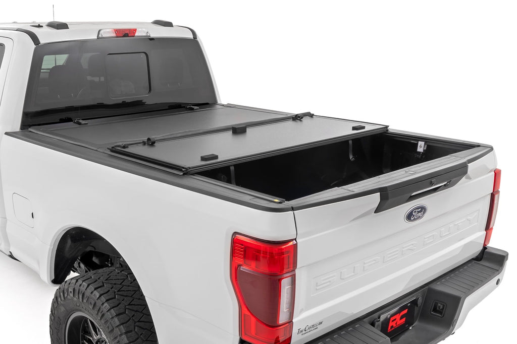 Hard Tri-Fold Flip Up Bed Cover 6 Foot 10 Inch Bed Ford F-250/F-350 Super Duty (17-26) Rough Country