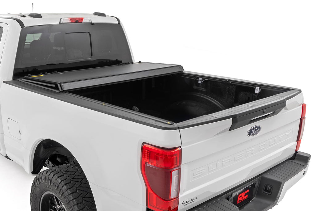Hard Tri-Fold Flip Up Bed Cover 6 Foot 10 Inch Bed Ford F-250/F-350 Super Duty (17-26) Rough Country
