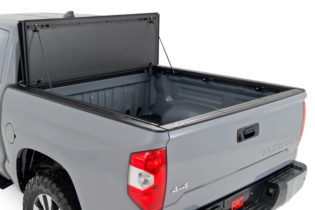Hard Tri-Fold Flip Up Bed Cover 5 Foot 7 Inch Bed Toyota Tundra 2WD/4WD (07-21) Rough Country