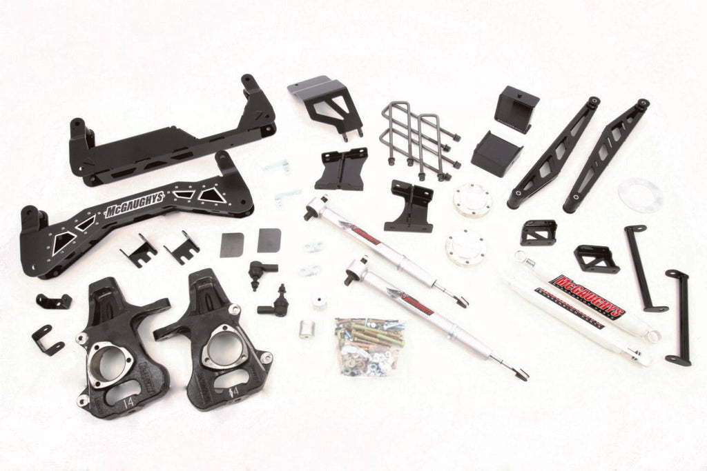 McGaughy's 7-9 Inch Premium Lift Kit S/S Black 2014-2016 Silverado/Sierra 1500 with Cast Steel Control Arms 4WD