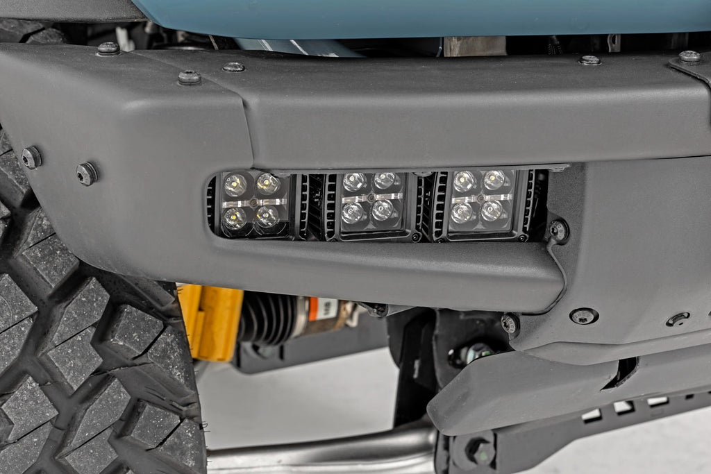 LED Light Kit Fog Mount Triple 2 Inch Black Pair Spot Ford Bronco (21-25) Rough Country