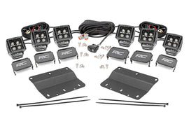 LED Light Kit Fog Mount Triple 2 Inch Black Pair White DRL Ford Bronco (21-25) Rough Country