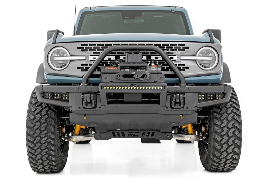 High Winch Mount All Models 9500S 20 Inch Black Single Row LED White DRL Ford Bronco (21-25) Rough Country