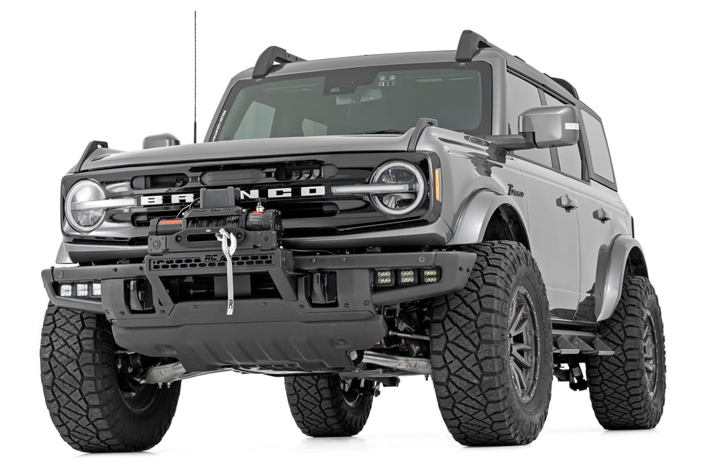 High Winch Mount All Models 12000S 20 Inch Black Single Row LED White DRL Ford Bronco (21-25) Rough Country