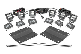 LED Light Kit Fog Mount Triple 2 Inch Black Pair Spot/Flood Ford Bronco (21-25) Rough Country