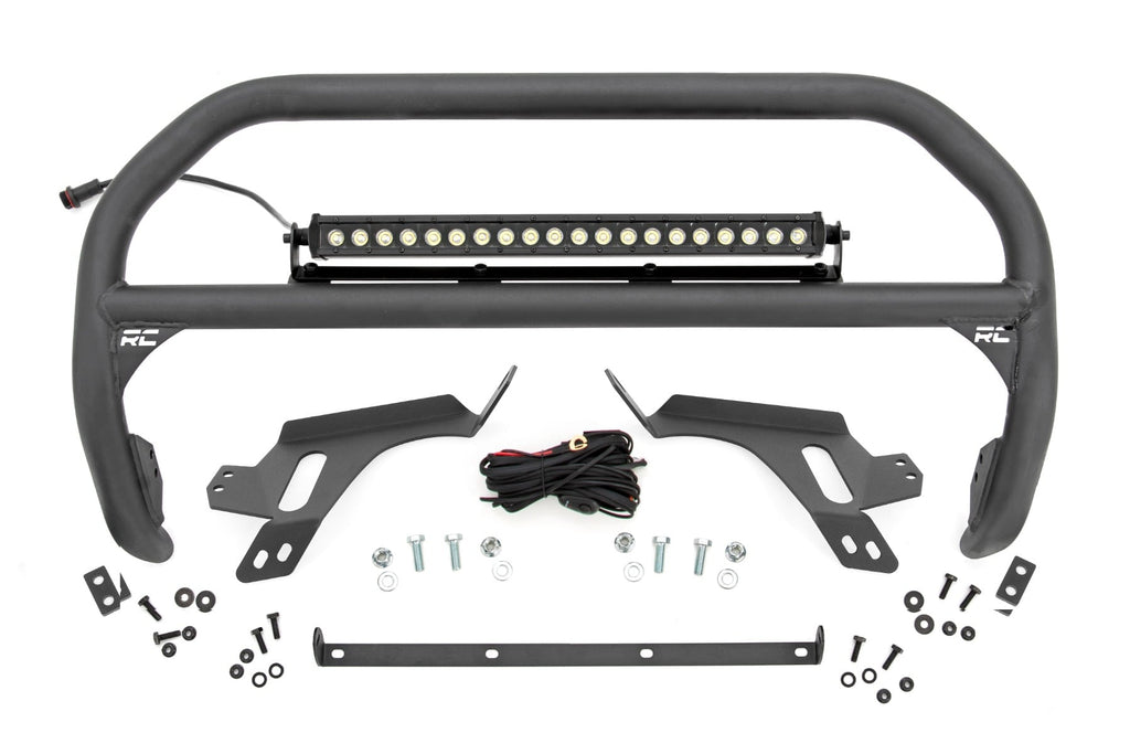 Nudge Bar w/ Tow Hooks 20 Inch Black Single Row LED Ford Bronco Sport (21-24) Rough Country