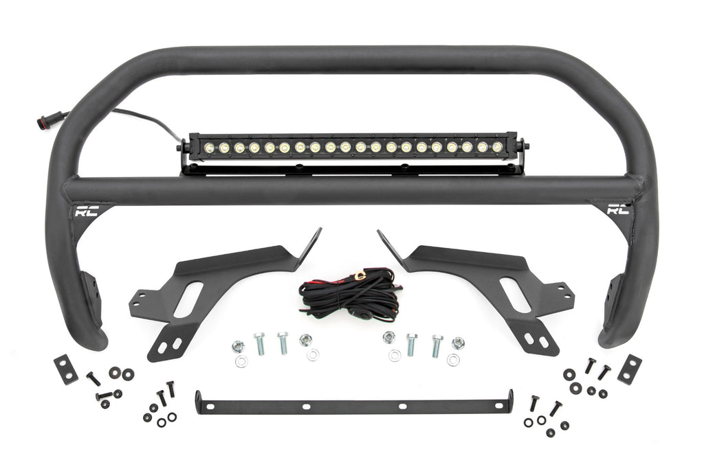 Nudge Bar w/ Tow Hooks 20 Inch Black DRL Single Row LED Ford Bronco Sport (21-24) Rough Country