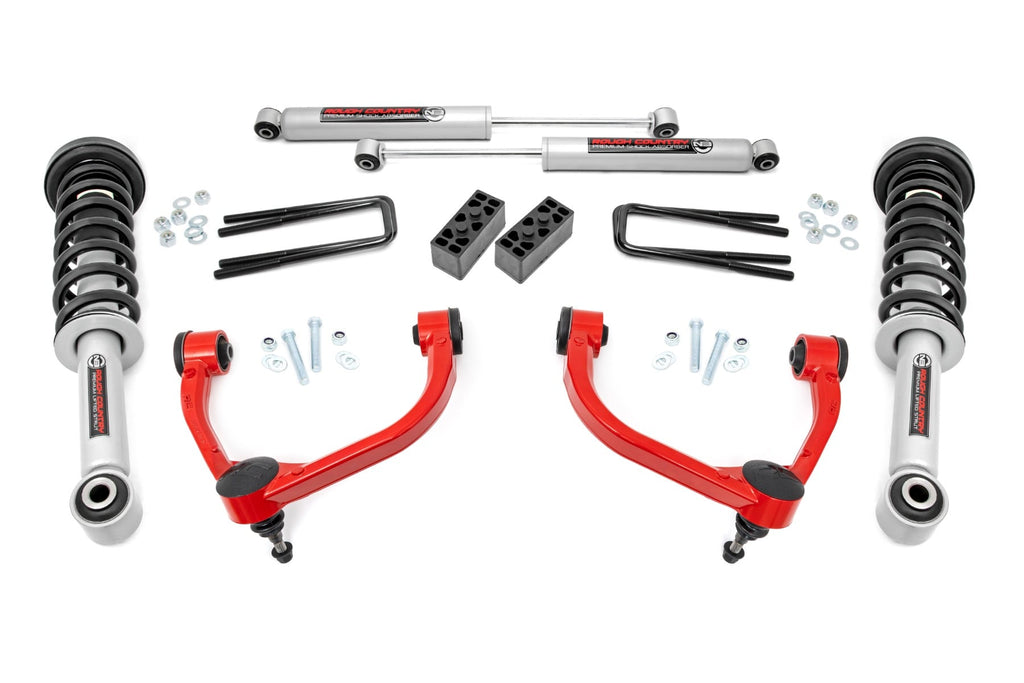 3 Inch Lift Kit N3 Struts Red Ford F-150 4WD (2009-2013) Rough Country