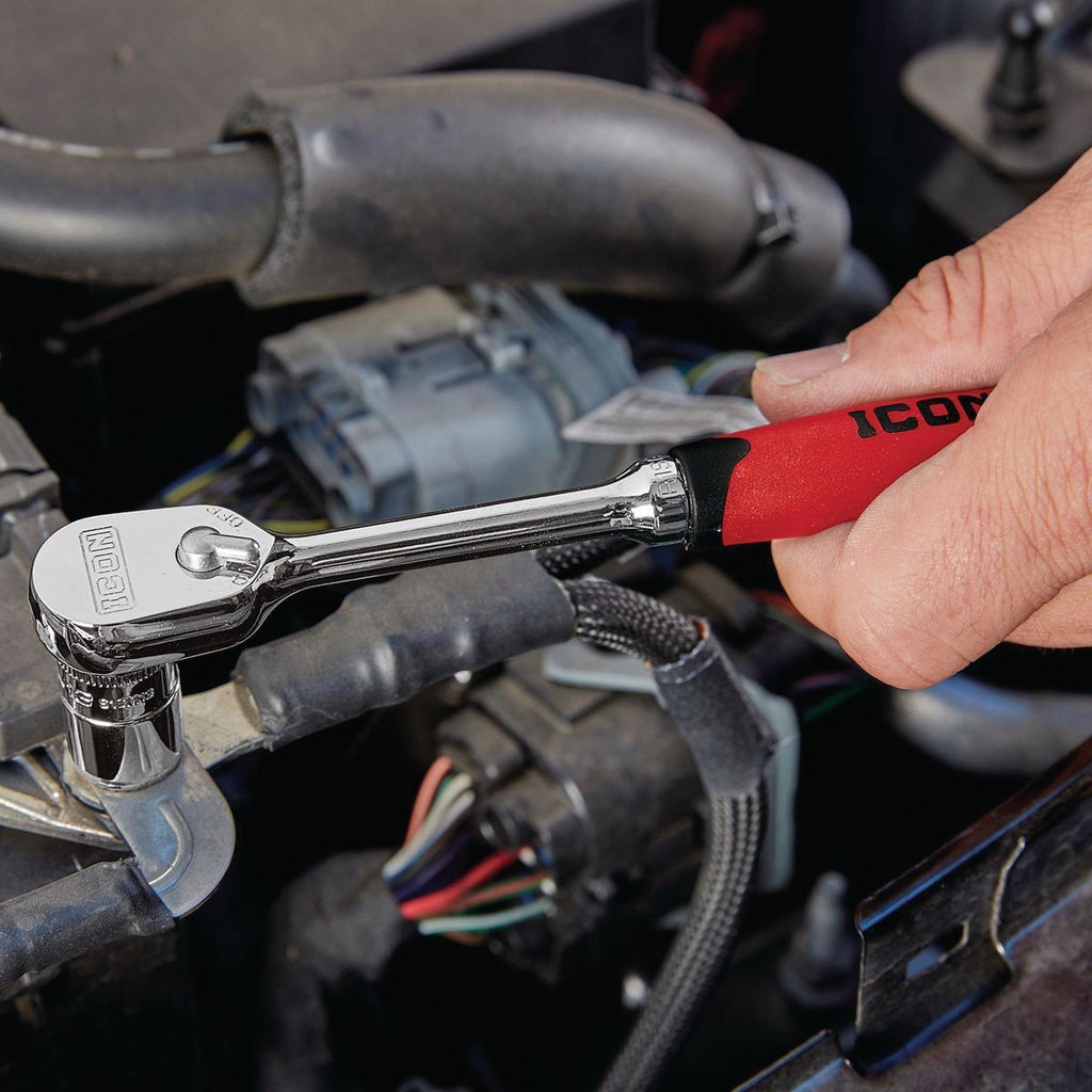 ICON 1/4 in. Drive Professional 90 Tooth Comfort Grip Ratchet | R1SG | 56187