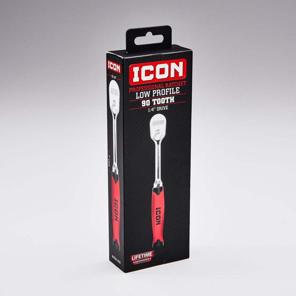 ICON 1/4 in. Drive Professional 90 Tooth Comfort Grip Ratchet | R1SG | 56187