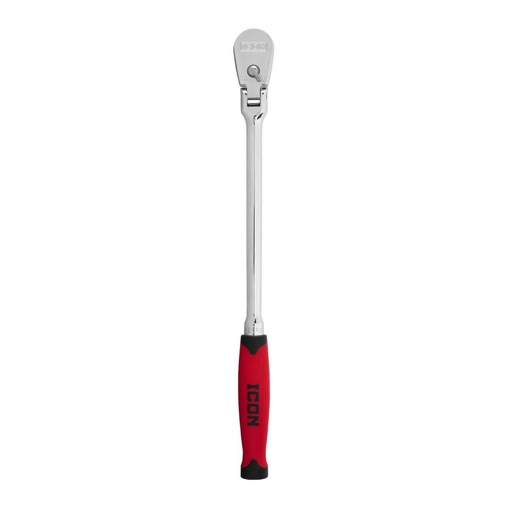 ICON 3/8 in. Drive Professional 90 Tooth Long Reach Flex Head Ratchet w/ Comfort Grip | R2LFG | 58590