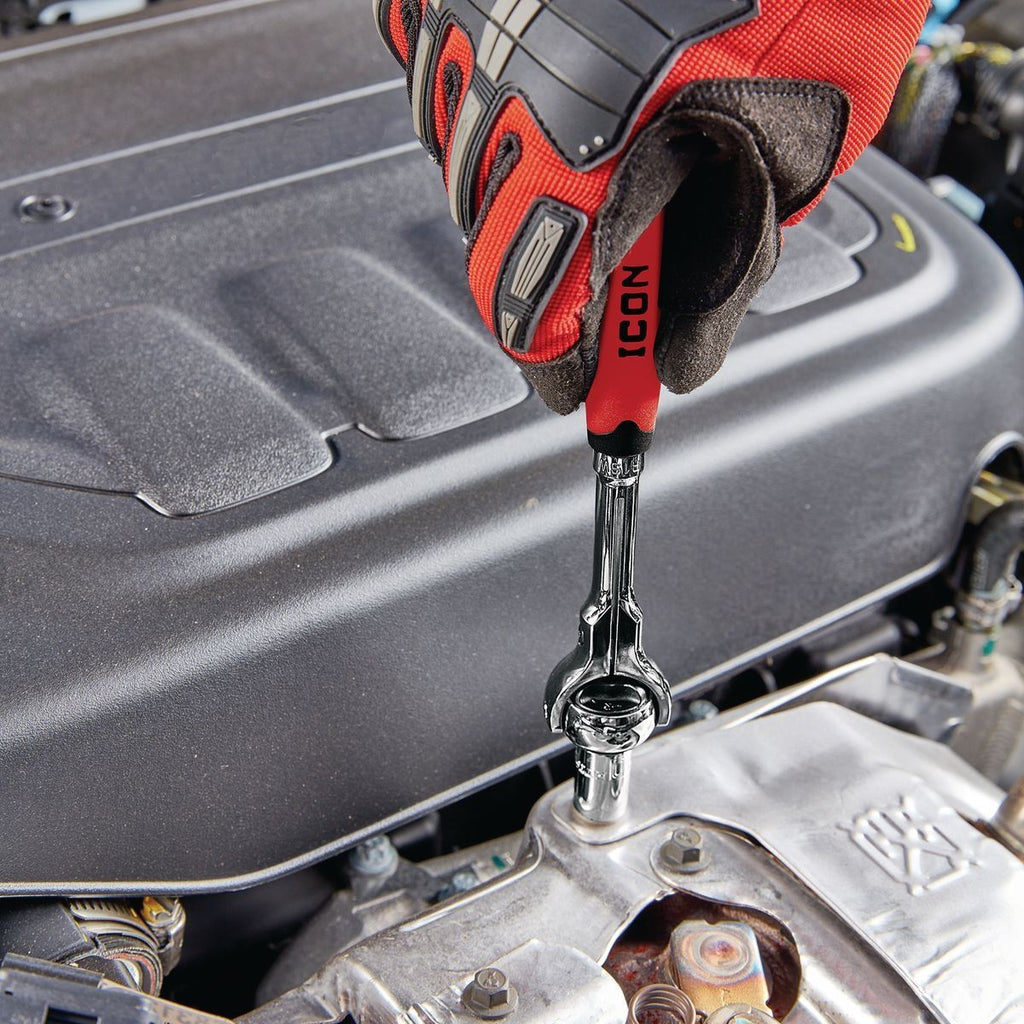 ICON 1/4 in. Drive Professional 90 Tooth Swivel Head Ratchet with Comfort Grip | R1SW | 64694