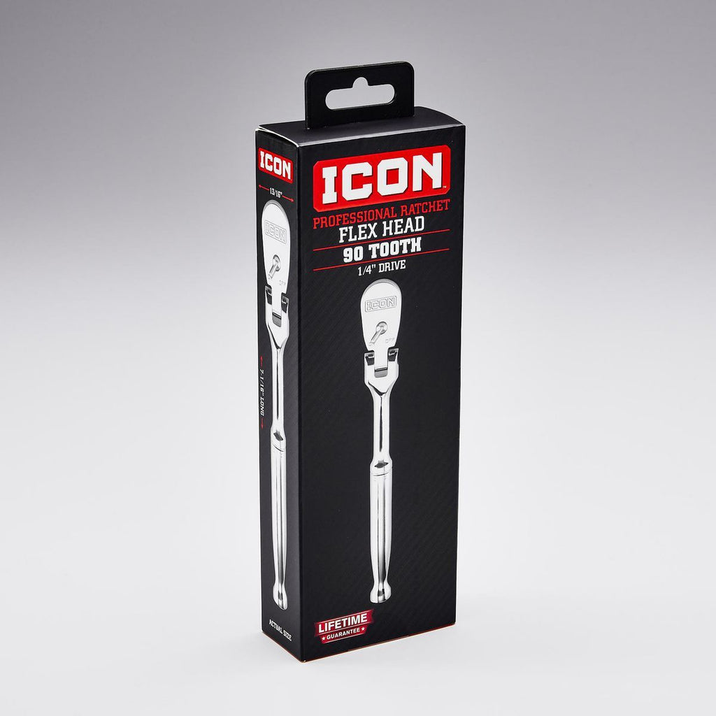 ICON 1/4 in. Drive Professional 90 Tooth Flex Head Ratchet | R1F | 64696