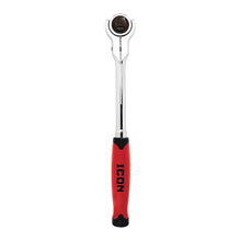 Cargar imagen en el visor de la galería, ICON 1/2 in. Drive Professional 90 Tooth Swivel Head Ratchet with Comfort Grip | R3SW | 64703