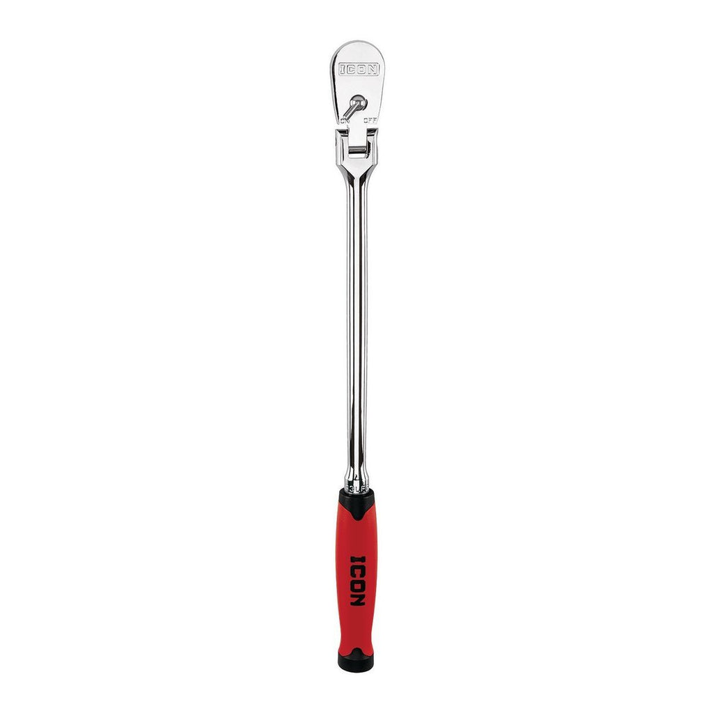 ICON 1/2 in. Drive Professional 90 Tooth Long Reach Flex Head Ratchet w/ Comfort Grip | R3LFG | 64705