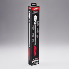 Cargar imagen en el visor de la galería, ICON 1/2 in. Drive Professional 90 Tooth Long Reach Flex Head Ratchet w/ Comfort Grip | R3LFG | 64705