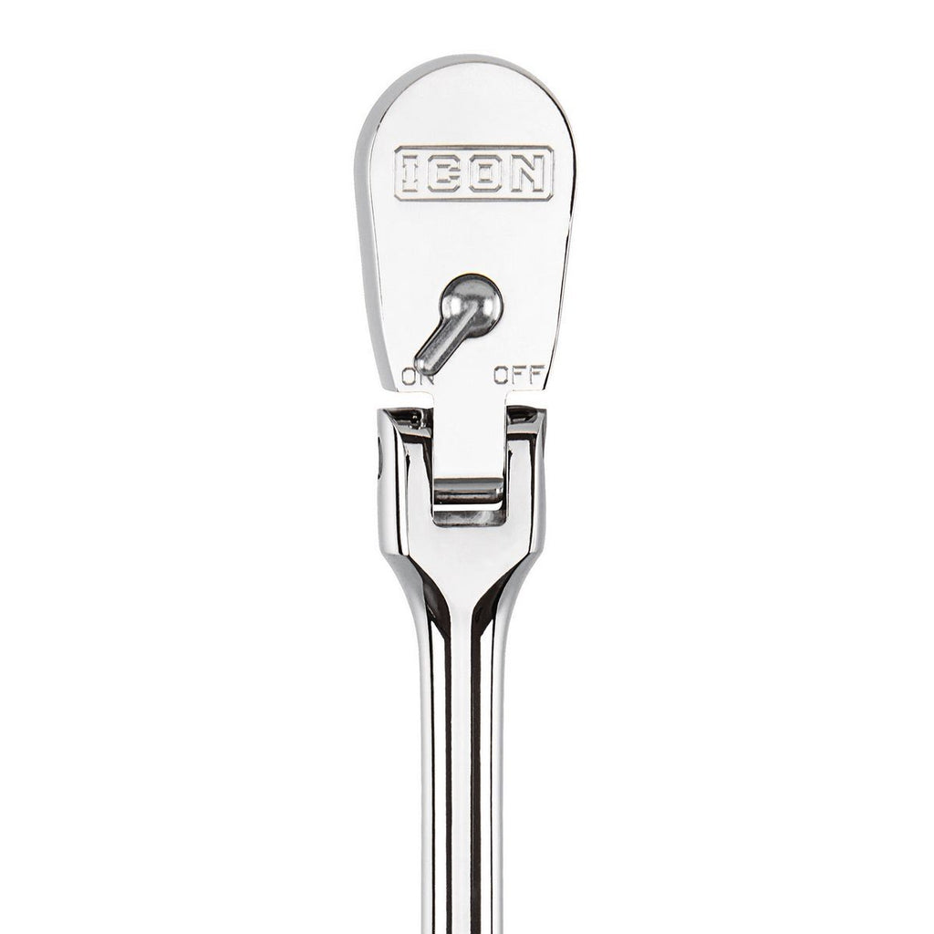 ICON 1/2 in. Drive Professional 90 Tooth Long Reach Flex Head Ratchet | R3LF | 64706