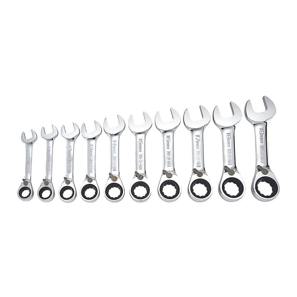 ICON Professional Stubby Metric Ratcheting Combination Wrench Set 10-Piece | WRSTM-10 | 64838