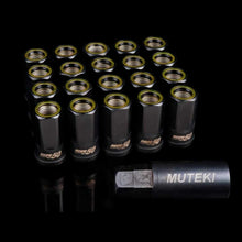 Cargar imagen en el visor de la galería, Wheel Mate Muteki HR50 Open End Lug Nuts - Black w/ Yellow Ring 14x1.50