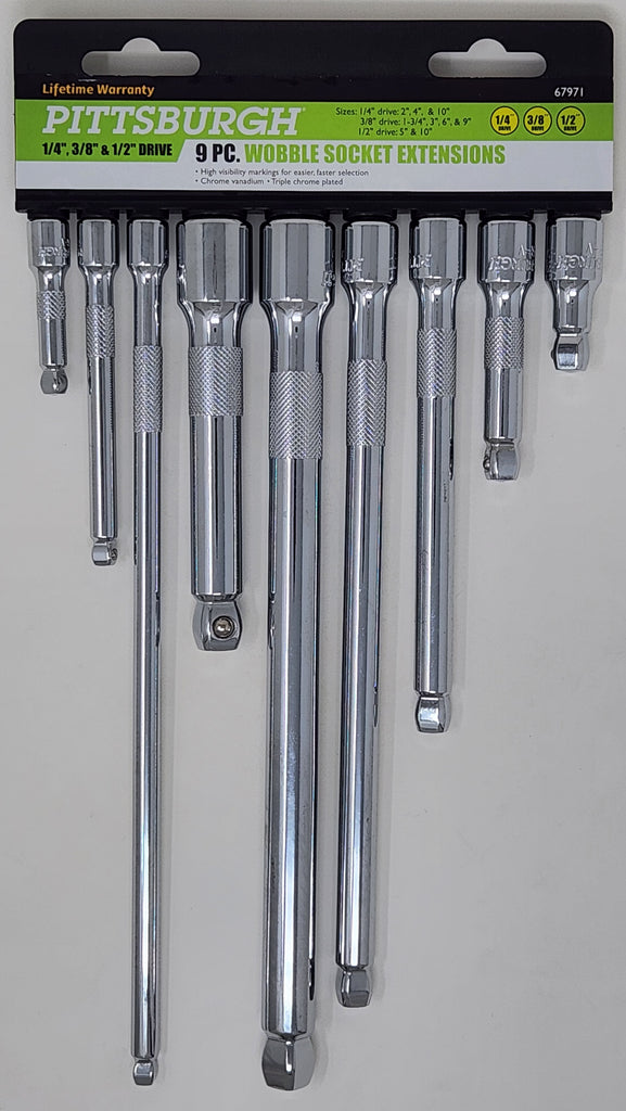 Pittsburgh Wobble Socket Extension Set, 9-Piece | 67971