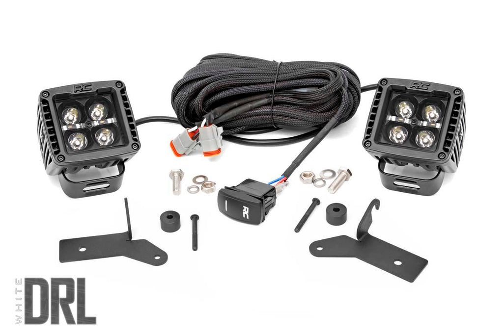 Jeep JL/Gladiator 2 Inch LED Lower Windshield Kit Black Series w/White DRL For 18-Pres Wrangler JL/20-Pres Gladiator Rough Country