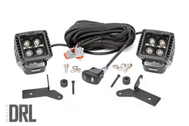 Jeep JL/Gladiator 2 Inch LED Lower Windshield Kit Black Series w/White DRL For 18-Pres Wrangler JL/20-Pres Gladiator Rough Country