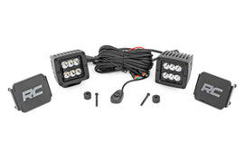 Jeep 2 Inch LED Cube Easy-Mount Kit 18-20 Wrangler JL 20-Up Gladiator-Black Series Rough Country