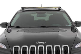 LED Light Kit Ditch Mount 2 Inch Black Pair White DRL  Jeep KL 14-21 Rough Country