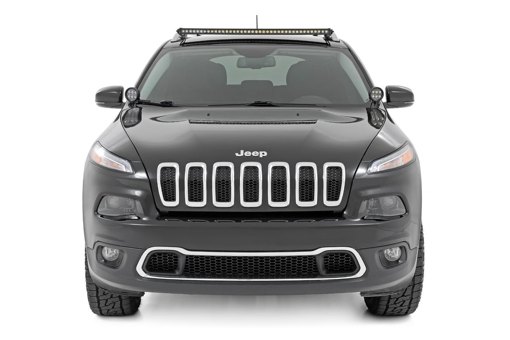 LED Light Kit Roof Mount 40 Inch Black Single Row Jeep Cherokee KL (14-23) Rough Country