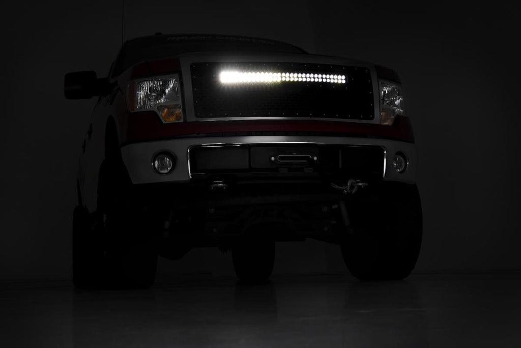 Ford Mesh Grille w/30 Inch Dual Row Black Series LED w/Cool White DRL 09-14 F-150 Rough Country
