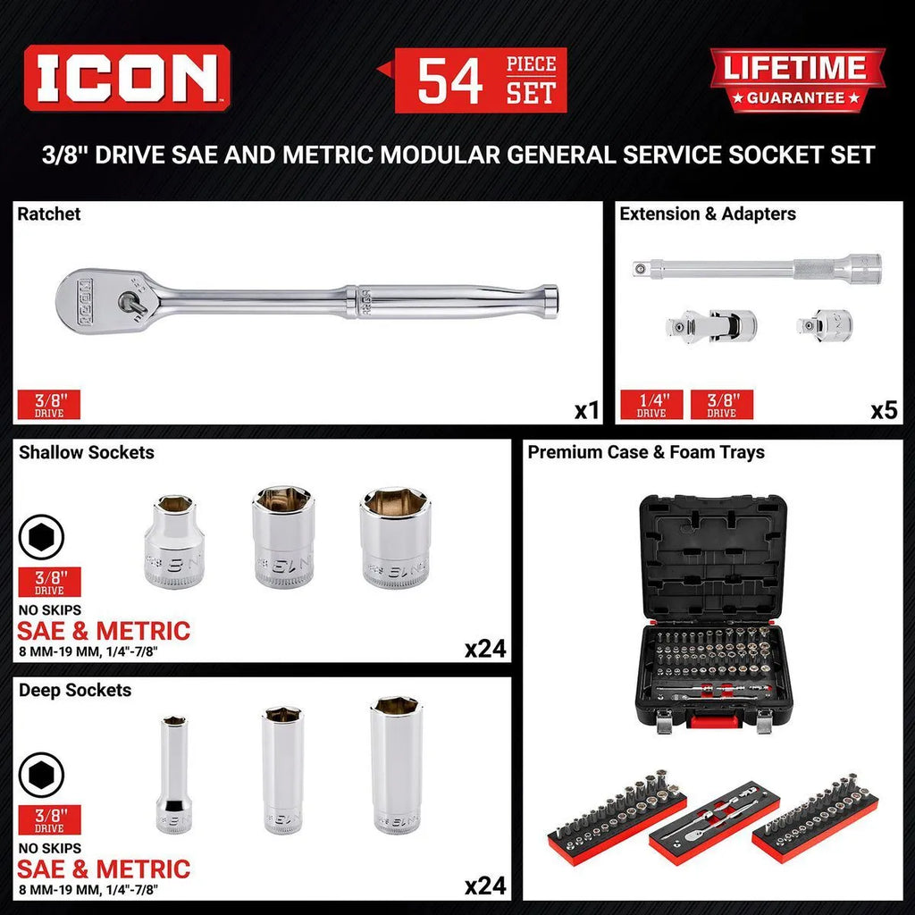 Icon 3/8 in. Drive Modular General Service Socket Set | M25400 | 70469